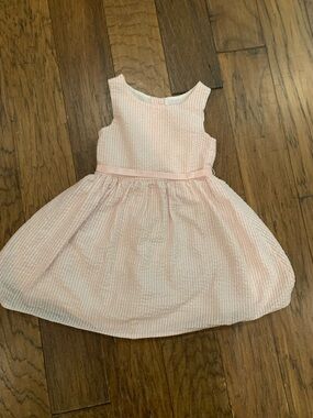 Girls Pink and White Striped Dress
